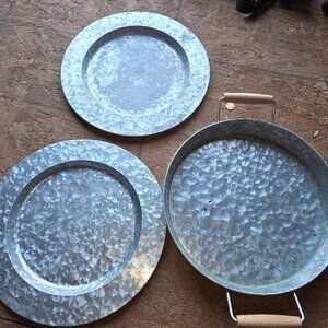 Set of 3 - Galvanized serve set